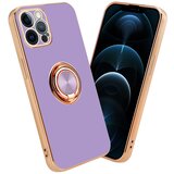 Cadorabo Ohišje, združljiv z Apple v sijajnem svetlobnem vijoličnem - Zlato z obročem - Zaščitni pokrov iz fleksibilnega silikona TPU, z zaščito pred kamero in držalom magnetnega avtomobila, (20617149) | Shoptok.si