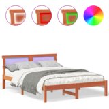  Krevetni okvir s naslonom &amp LED voštana smeđa 120x190 cm od punog drva bora | shoptok.hr