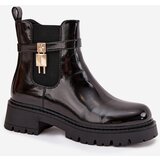 Boto Patent leather ankle boots with lining with gold detail black Talyra | shoptok.hr