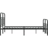 vidaXL Kovinski posteljni okvir z vzglavjem in vznožjem črn 120x190 cm | Shoptok.si