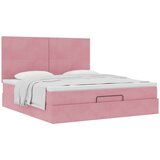 vidaXL Otomanski posteljni okvir z vzmetnicami roza 180x200cm žamet | Shoptok.si