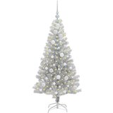 vidaXL Božično drevo med 150 LED z stojalom srebrna 120 cm PET | Shoptok.si