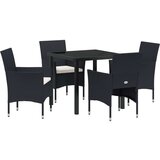 vidaXL 5-delni vrtni jedilni set črnega poli ratana | Shoptok.si