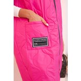 Kesi Włoski Women's quilted Plus Size vest with a hood zippered pink | shoptok.hr