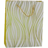  Paper Gift Bag Wavy Lines Gold 32 x 26 x 12 cm | Shoptok.si