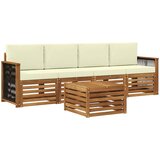  Set vanjskih sofa 5 kom. Prirodna i krem Čvrsto drvo akacije | shoptok.hr