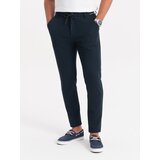 Ombre Men's knitted pants with elastic waistband - navy blue | shoptok.hr