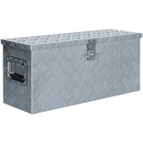 vidaXL Skrinja iz aluminija 76,5x26,5x33 cm srebrne barve | Shoptok.si