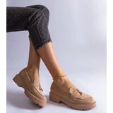 Gemre Beige eco-suede loafers decorated with rhinestones Henley | shoptok.hr