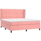  Box spring postelja z vzmetnico roza 160x200 cm žamet, (20895307) | Shoptok.si