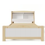 Lumor Otroška postelja iz masivnega lesa z naslonom za shranjevanje + letveno dno - 90x200 cm - naravna in bela, (22156124) | Shoptok.si