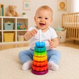  Rotirajuća piramidalna slagalica s duginim uzorkom 36 cm, 6 el. | shoptok.hr