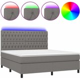 Krevet box spring s madracem LED tamnosivi 180x200 cm tkanina | shoptok.hr