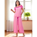Resti Women's set with an off-the-shoulder blouse with short sleeves and decorative neckline, and flared pants | shoptok.hr