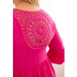 Kesi Włoski Women's Plus Size viscose dress with openwork decoration fuchsia | shoptok.hr