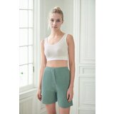 Dewberry 27145 Ribbed Drawstring Jersey Shorts-AQUA GREEN | Shoptok.si