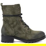 Shelvt Lace-up workers dark green with a shading effect on the toe Cene