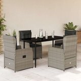  5-dijelni vrtni blagovaonski set od poliratana s jastucima sivi | shoptok.hr