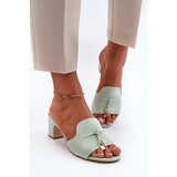 Kesi Women's slippers with eco suede high heels, mint Jemenna | ePonuda.com