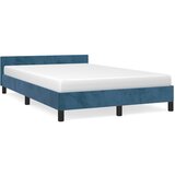 vidaXL Posteljni okvir z vzglavjem temno moder 120x190 cm žamet | Shoptok.si