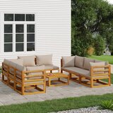 Maison Chic Seti vrtnega pohištva - Vrtna garnitura - Vrtni pohištvo set 9-delna s taupe blazinami trden les, (21804713) | Shoptok.si