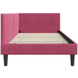 vidaXL Kotna postelja vinsko rdeča 90 x 190 cm Samet in sodobno leseno | Shoptok.si