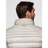 Ombre Men's lightweight jacket of combined materials with hood and decorative quilting - black | shoptok.hr