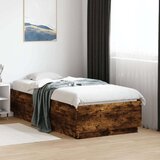 vidaXL Posteljni okvir dimljeni hrast 90x190 cm inženirski les | Shoptok.si