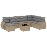 vidaXL Vrtna garnitura 9-delna z blazinami bež poli ratan, (21054524) | Shoptok.si