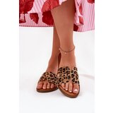Boto Womens Flat Heeled Sandals With Cutouts Leopard Print Brown Teterre | shoptok.hr