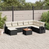 vidaXL 9-dijelni set vrtnih sofa s jastucima crni od poliratana | shoptok.hr