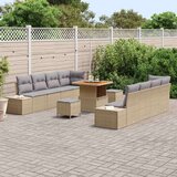 vidaXL 11-dijelni set sofra za vrt s jastučićima Bež Poli ratan akacija | shoptok.hr