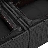 vidaXL 8-delni Vrtna sofa set s blazinami Črn Poli Ratan Akacija | Shoptok.si