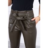 Kesi Leather trousers with a tie at the front khaki | shoptok.hr