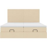 vidaXL Otomanski posteljni okvir z vzmetnicami krem 160x200 cm blago, (21609262) | Shoptok.si