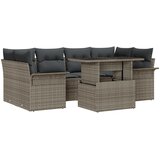 vidaXL Set 7-delnega vrtnarskega kavča z blazinami sivo poli ratan | Shoptok.si