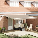 vidaXL Ročna retraktibilna tende z LED Bež 450x300 cm, Nadomestno platno za tende za okvir 4,5x3 m Bež Cene