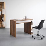 Bessagi Home moderna pisalna miza lovino barva hrasta, srebrno siva | Shoptok.si