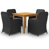  5-dijelni vrtni blagovaonski set crni Cijene