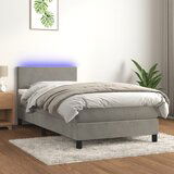 The Living Store Box spring postelja z vzmetnico LED svetlo siva 100x200cm žamet - Box Spring Postelja, (21490221) | Shoptok.si