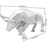  Skulptura bika Srebrno 74 x 23 x 30 cm Aluminij | shoptok.hr