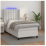  Box spring postelja z vzmetnico LED bela 80x200 cm umetno usnje | Shoptok.si