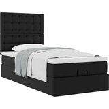 vidaXL Otomanski posteljni okvir z vzmetnico črn 90x190 cm um. usnje | Shoptok.si