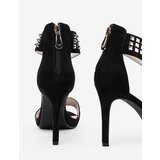 Shelvt Black stiletto sandals with zirconia | ePonuda.com