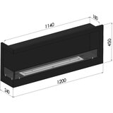 InFire - Ugaoni bio kamin 45x120 cm, 3 kW, crni | Eponuda.com
