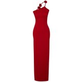 Trendyol limited edition red fitted evening long evening dress Cene