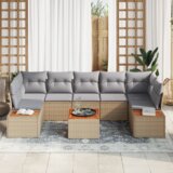 vidaXL 8 Dijelni Set Vrtne Sofe s Jastučićima Bež Poli Ratan Akacija | shoptok.hr