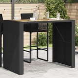 vidaXL Vrtna miza z akacijevo ploščo črna 145x80x110 cm PE ratan | Shoptok.si