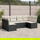 Maison Chic Seti vrtnega pohištva - Vrtna garnitura - Vrtni pohištvo set 6-delna z blazinami črna poli ratan, (21804656) | Shoptok.si