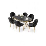 Hanah home Set trpezarijskog stola i stolica (7 delova) Zae Black Marble Gold Black | Eponuda.com